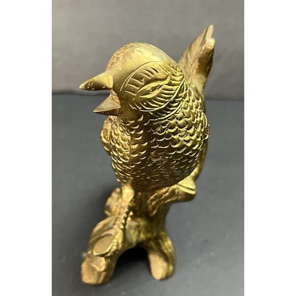 Vintage + Quality [ Solid Brass ] Perched Bird~ [ 4-3/4" ]~ Figurine - Picture 5 of 10